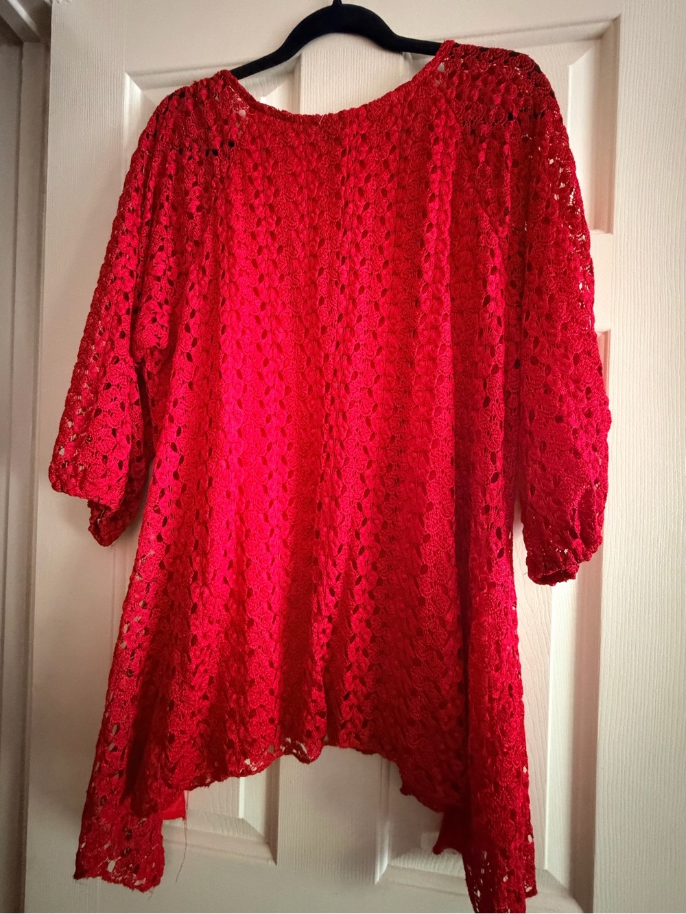 Dress Barn Red Crochet Lace Scoop Neck Blouse - Picture 3 of 7